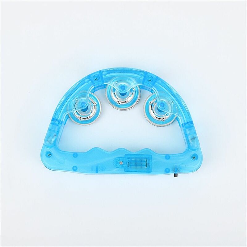 Light Up LED Tambourine Kids Baby Shaking Glowing Flashing Tambourine Noisemakers Clear Hand Rattle Bell Musical Instrument