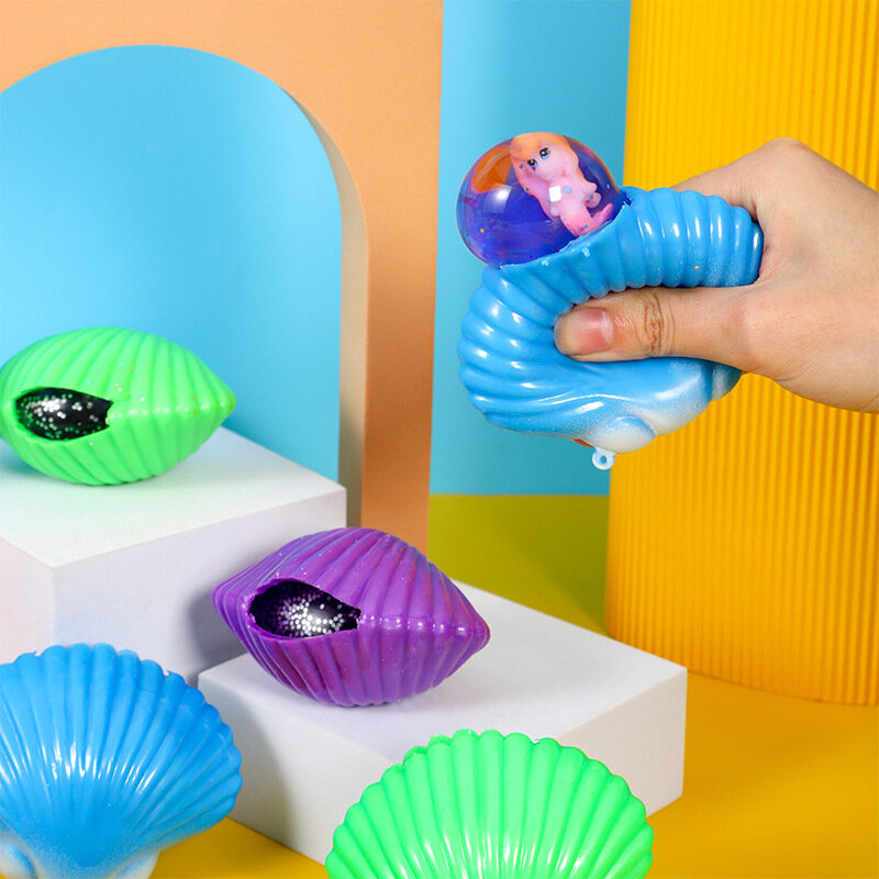Mão criativa Pinch Shell Descompressão Brinquedo, Truque Descompressão, Sereia Bola, Presente Clássico, K41