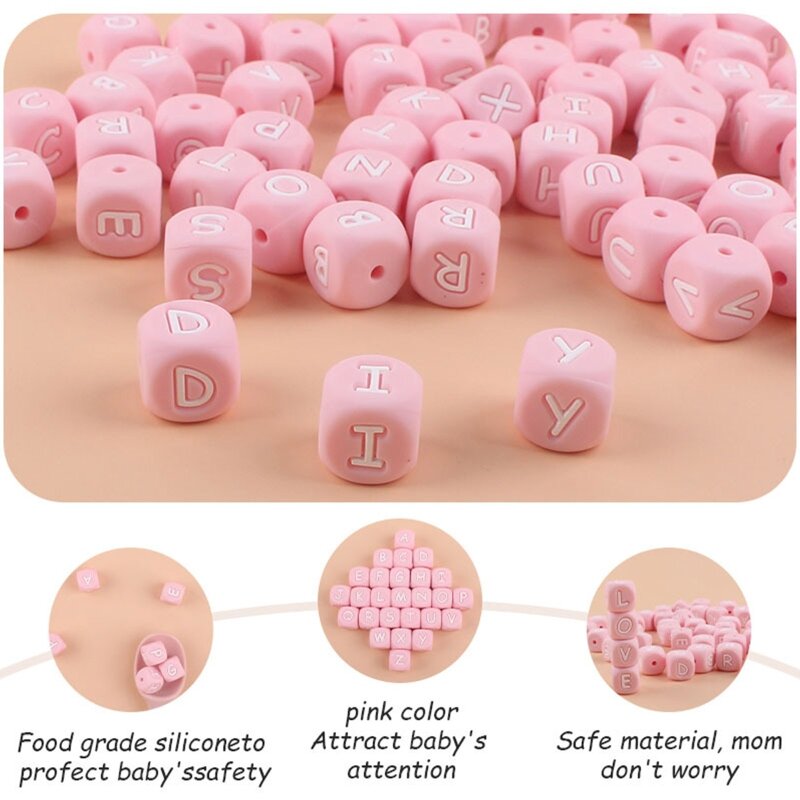 Perles en Silicone pour attache-sucette, lettres de l'alphabet, matériel de fabrication, 12mm, A-Z Options, perle ample pour Bracelet