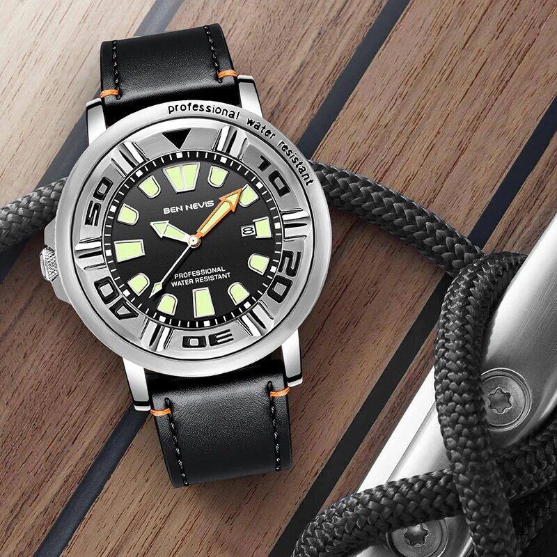 Новинка Осень 2023, деловые мужские кварцевые часы, водонепроницаемые спортивные модные светящиеся часы, подарок