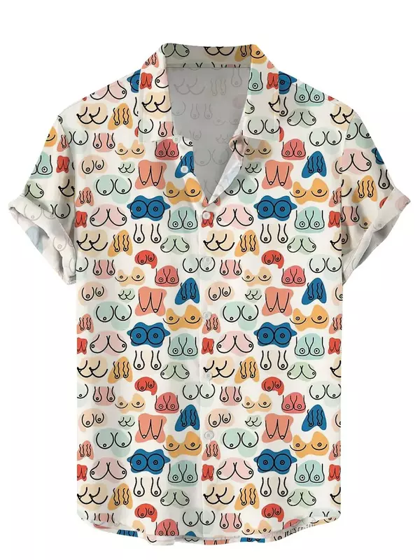 2024 san valentino camicia da uomo manica corta stampa 3D arte grafica camicie Streetwear top camicie hawaiane larghe magliette Casual