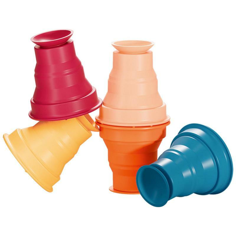 Silikonowe składane miseczki z przyssawką składane kubki dziecięce kolorowe kubek do picia dla dzieci podróżujące na zewnątrz słodkie kubki do picia