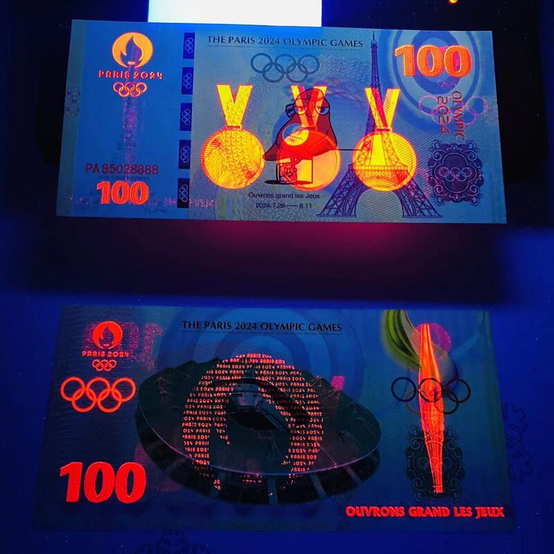 Новинка 2024 года, флуоресцентные купоны UNC олимпийского Парижа для борьбы с подделкой, французские спортивные игры