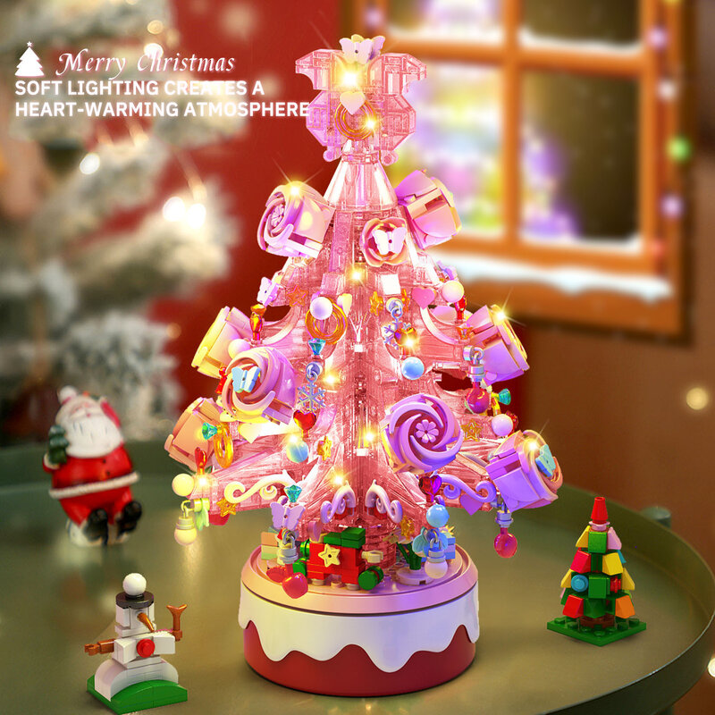 子供のためのクリスマスのおもちゃのビルディングブロック,クリスマスの木のおもちゃ,オルゴール,DIYドールハウス,新年,サルclaus,子供へのギフト