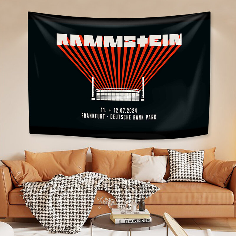 Band Rock Jerman permadani Rammstens Tour 2024 gantungan dinding estetika berat logam kamar tidur konser dekorasi pesta kain latar belakang