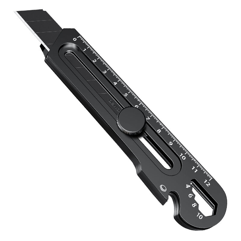Aluminum Alloy 6 in 1 Multifunctional Box Cutter Heavy Duty 25/18MM Black Premium estilete profissional ferramenta Wallpaper нож