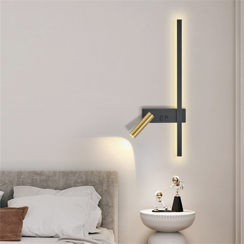 벽 램프 북유럽 현대 크리에이티브 led 간단한 거실 소파 배경 벽 장식 램프, 독서 램프, 침실 침대 옆 램프