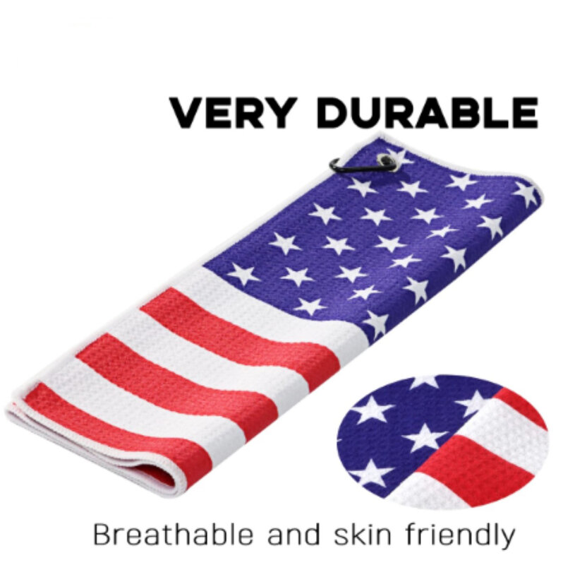 Serviette de plage en coton à séchage rapide, serviette de sport légère, douce et respirante, drapeau de Golf américain
