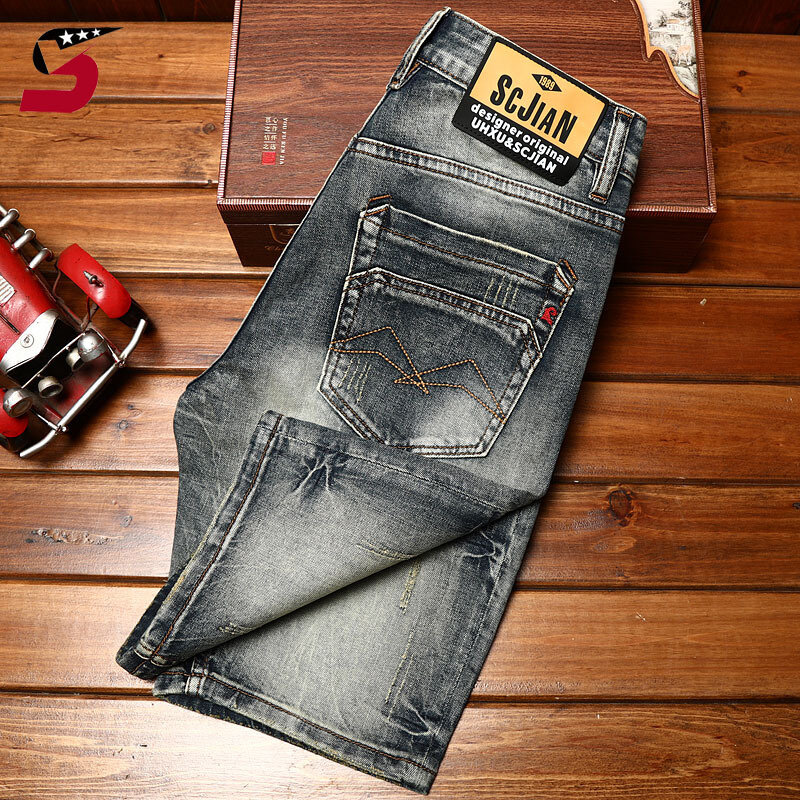 2024New High-End Denim Shorts Men's Summer Washed-out Vintage Nostalgic Trendy Korean Casual All-Match Cropped Pants