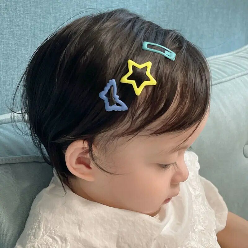 Jepit rambut anak perempuan, 4 Pcs/set jepit rambut anak perempuan warna permen lucu bentuk bintang tetesan air aksesoris rambut modis untuk bayi perempuan