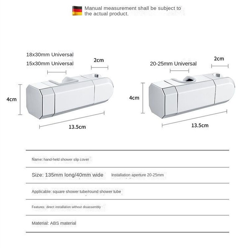 ABS plástico Slide Rail Bar Holder, braçadeira ajustável, acessórios do banheiro, suporte universal, preto fosco, 18-25mm