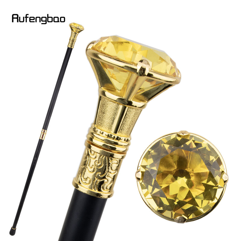 Bastón para caminar de color dorado, accesorio decorativo con diamantes de colores, perilla elegante para Cosplay, 93cm