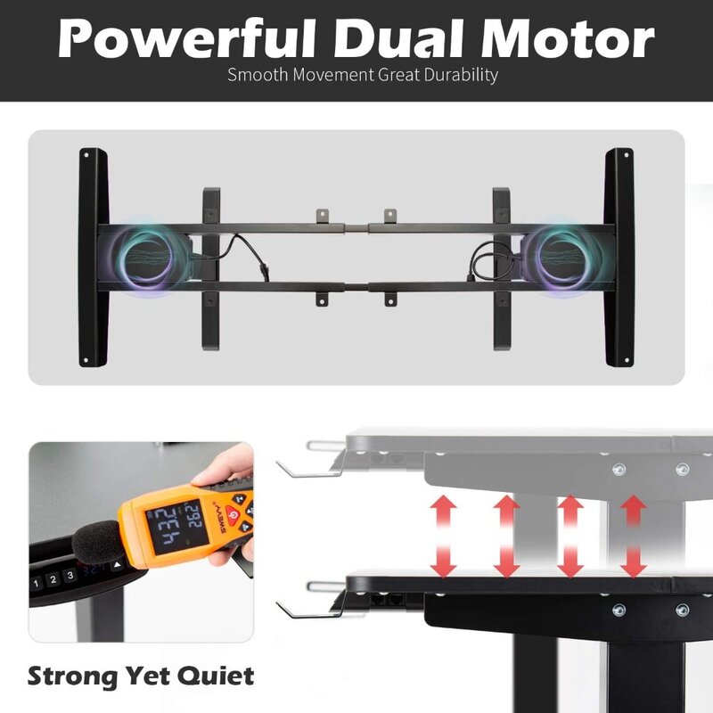Heavy Duty Dual Motor Height Adjustable Standing Desk Electric Dual Motor Home Office Stand Up Computer Workstation
