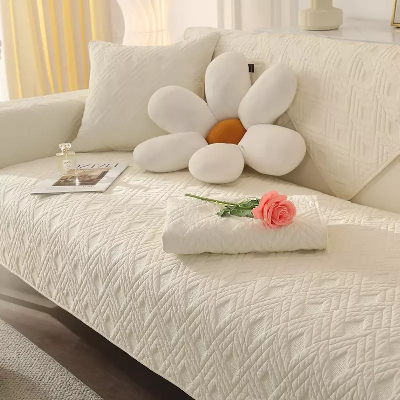 Alfombrilla de sofá minimalista nórdica, cubierta antideslizante de algodón puro para las cuatro estaciones, cubierta de invierno, novedad