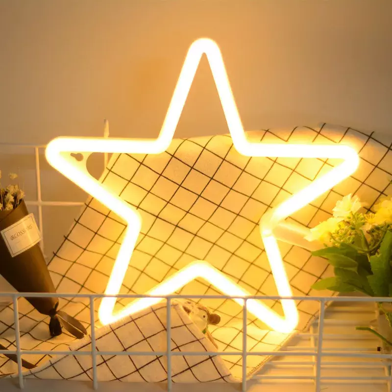 Signe de lumière néon LED de Noël, lune, étoile, veilleuse, Noël, fête de mariage, vacances, cadeau pour enfants, chambre, maison, décorations Fariy, lampe néon