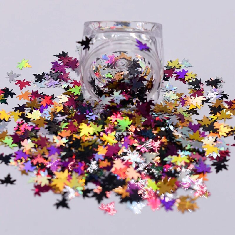 10g/Bag Leaves Nail Art Sequins Holographic Glitter Flakes Chameleon Stickers For Nails Autumn Design Decor Accessories