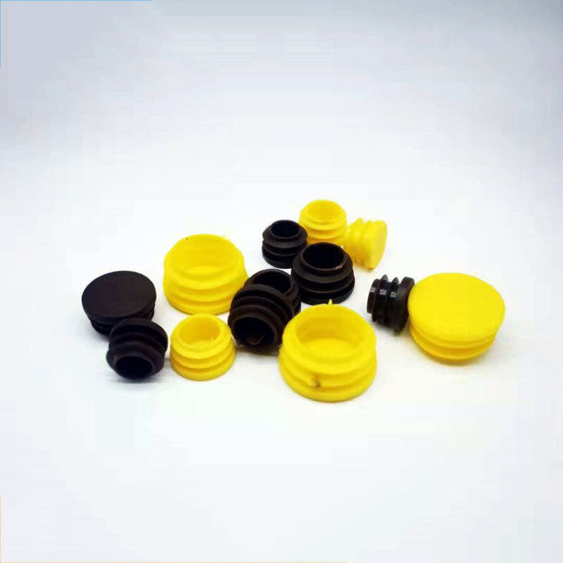 10PCS Round/Square Plastic Blanking End Caps Foot Pad Pipe Tube Inserts Plugs Stopper Yellow/Brown