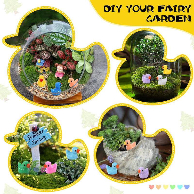 Tiny Mini Resin Ducks for Garden Micro Landscape Ornament Dollhouse Prank Christmas Falloween Party Favors DIY Decoration Craft