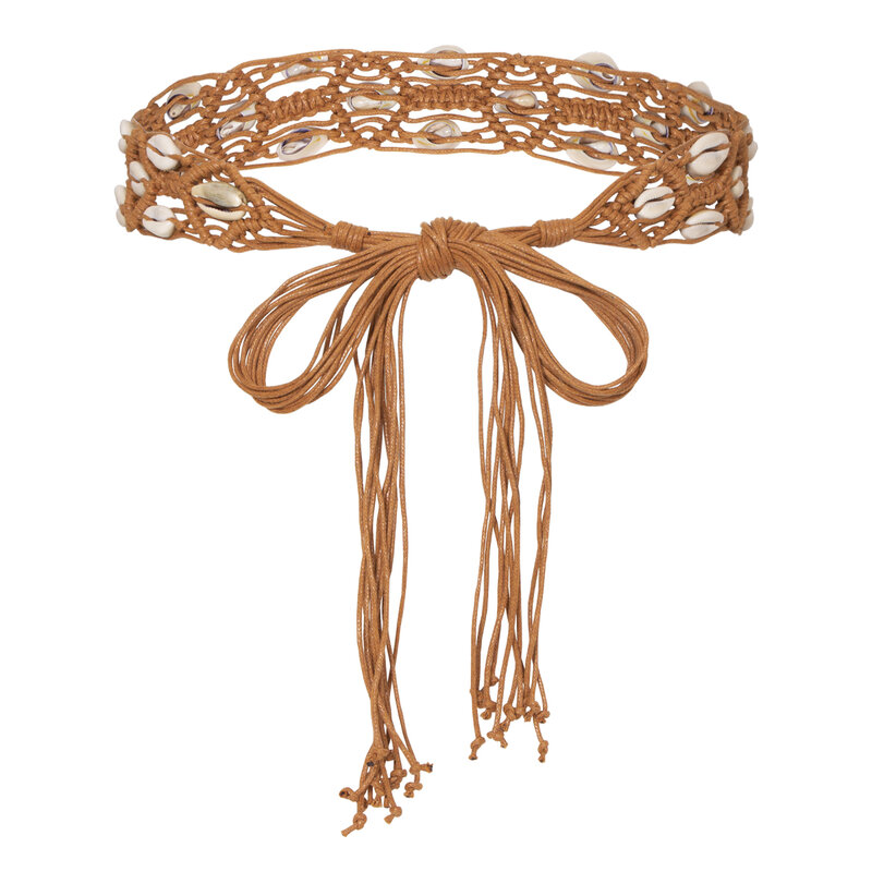 Długi damski pleciony pasek z frędzlami Pleciony pasek do krawata Boho Girls Waist Rope Chain Waist Belts For Dress Accessories BRB0004