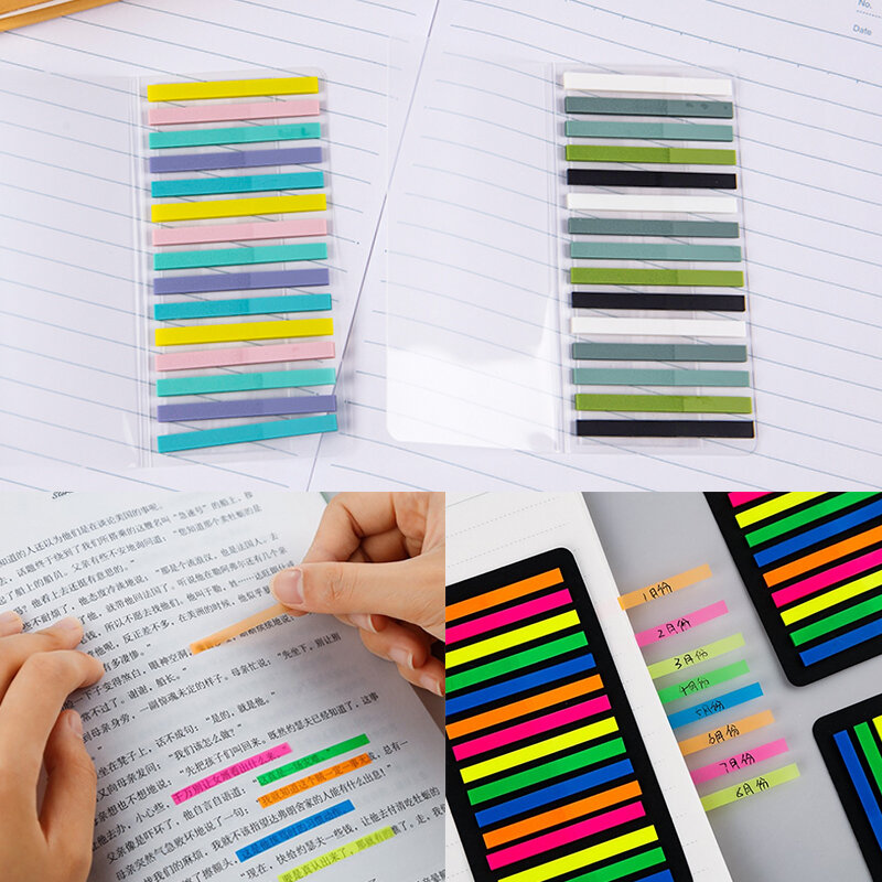 300Sheets Color Stickers Transparent Fluorescent Index Tabs Flags Sticky Note Stationery Children Gifts School Office Supplies