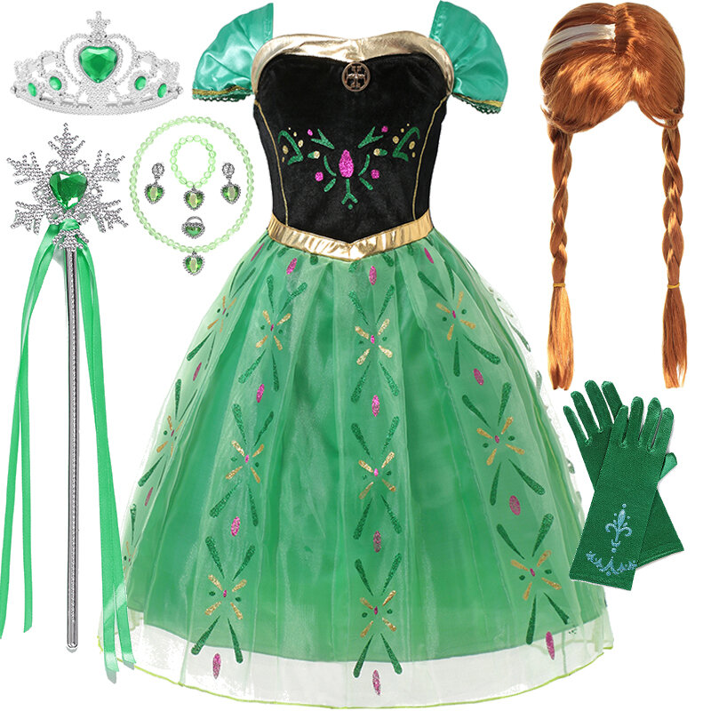 Vestido de princesa de Frozen de Disney para niñas, disfraz de Elsa, Anna, Halloween, juego de rol, Carnaval, ropa de fiesta de cumpleaños