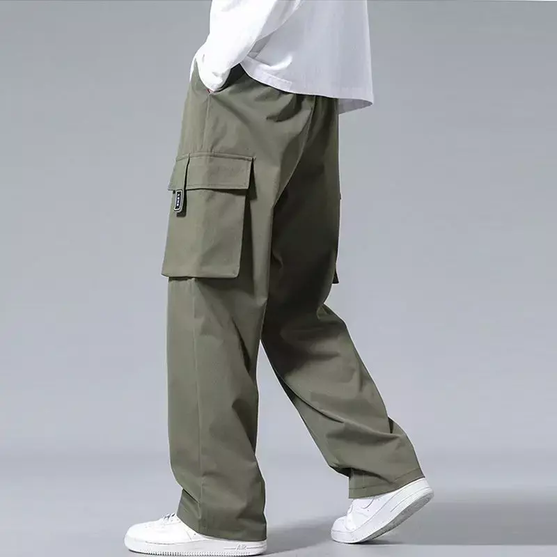 Men's Cargo Pants Black Multipockets Male Trousers Wide Multi Pocket Straight Nylon Large Size Fashion Cheapest Vintage Harajuku