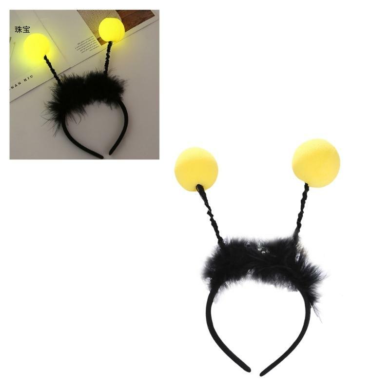 X5QE Cerchietto per capelli per venditore ambulante con lampadine Cosplay Ape LED Fascia per capelli per feste