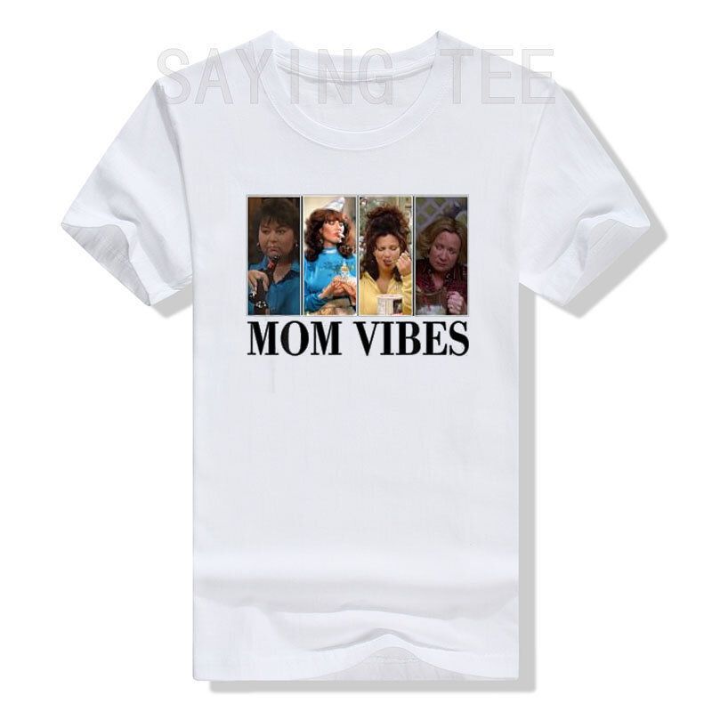 Забавная женская футболка в стиле 90-х с надписью «Mom Vibes»