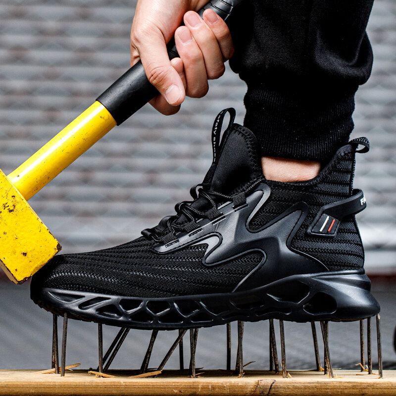 Sapatos de segurança anti-quebra de aço toe para homens, botas de trabalho à prova de perfurações, segurança indestrutível, tênis leves