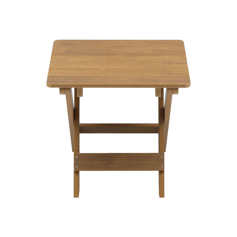 Faltbares, wetterfestes Bistro aus Hüften material mit kleinem rechteckigen Tisch und 2 Stühlen in Teakholz optik
