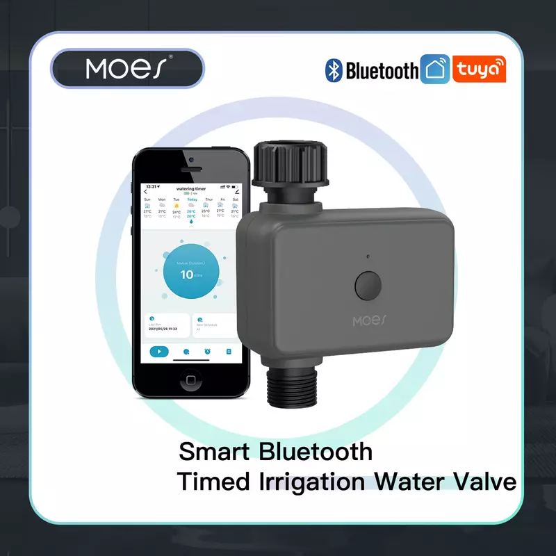 Moes-Smart Tuya Bluetooth Water Timer, Chuva Atraso, Irrigação Programável, Cubo de Rega Automático e Manual Necessário