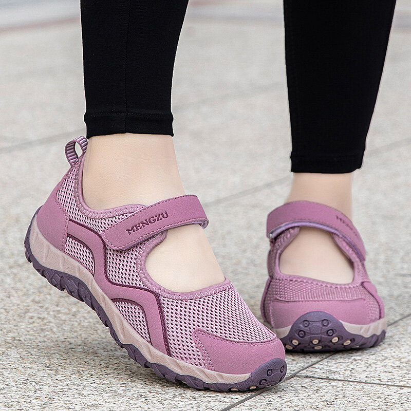 STRONGSHEN-zapatillas de deporte planas para Mujer, Zapatos informales cómodos de malla, antideslizantes, transpirables, para caminar, de verano