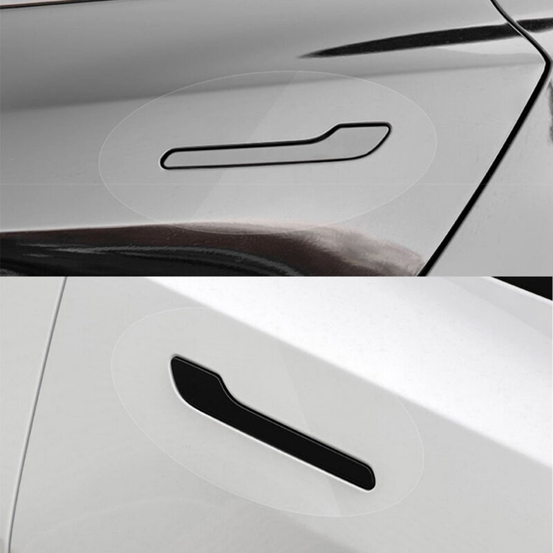 Protector de arañazos para manija de puerta Tesla modelo 3, modelo Y, 2017-2024, pintura de manija de puerta invertida, película protectora de TPU, ropa de coche