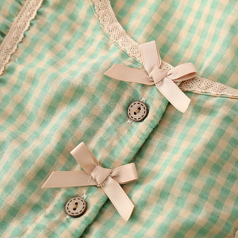 Pijama con estampado a cuadros para mujer, ropa de dormir femenina, conjunto corto de punto de algodón, 2 piezas, elegante, novedad de verano