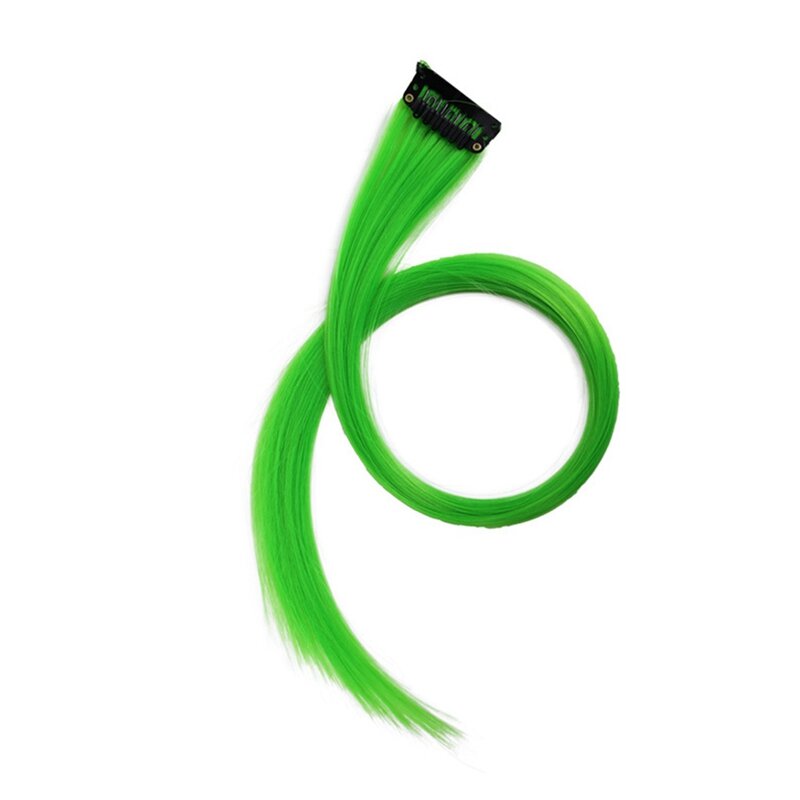 Arco-íris Destacado Hairpin Extensão Do Cabelo, Multi-Color, Longo Straight Hair Clip, Trimmable Para Cabelo Falso, 3.2x 55cm