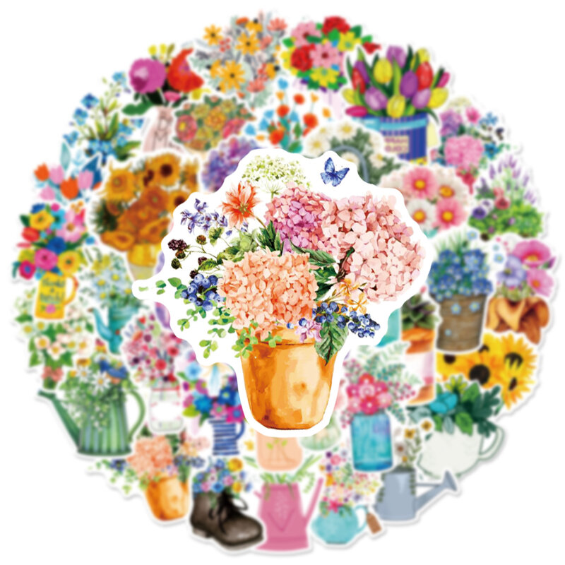 10/30/50 buah bunga segar DIY stiker grafiti tahan air dekorasi estetika Laptop Cup telepon Scrapbook stiker anak-anak