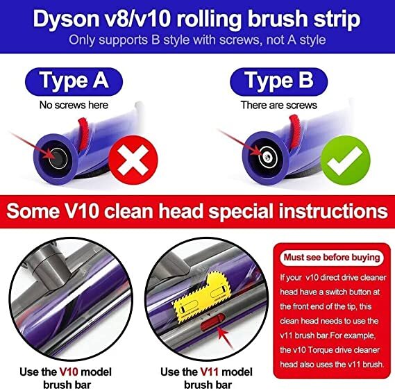 7mm and 4mm Plush Strips Replacment for Dyson V7 V8 V10 V11 V15 Vacuum Cleaner Rolling Brush Strips, with 1 Screwdriver