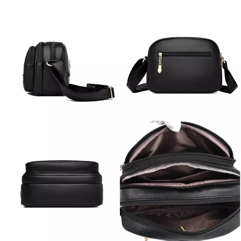 Bolsa mensageiro de couro macio para mulheres, bolso múltiplo, resistente ao desgaste, bolsa feminina de luxo, bolsa de alta qualidade