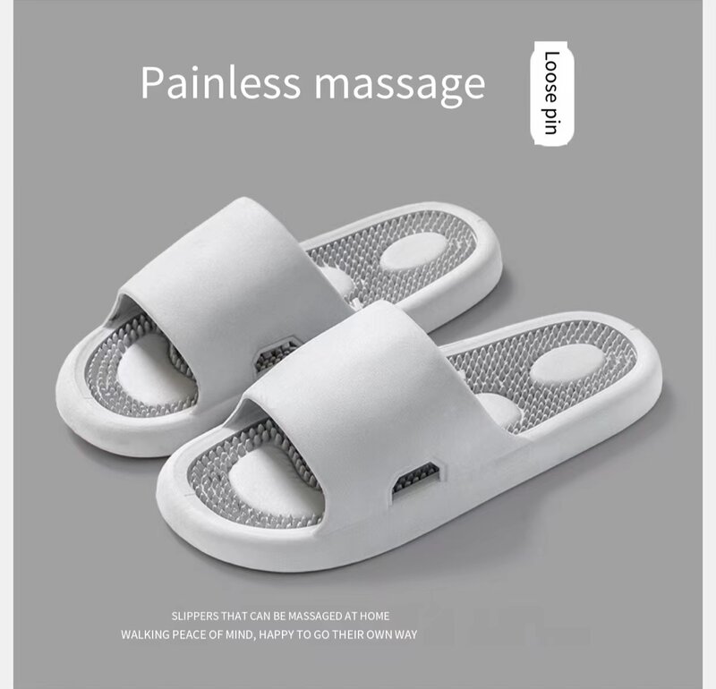 Massage slippers for men and women, indoor anti slip acupoints with prickly particles, soft sole foot therapy, sole massage slip