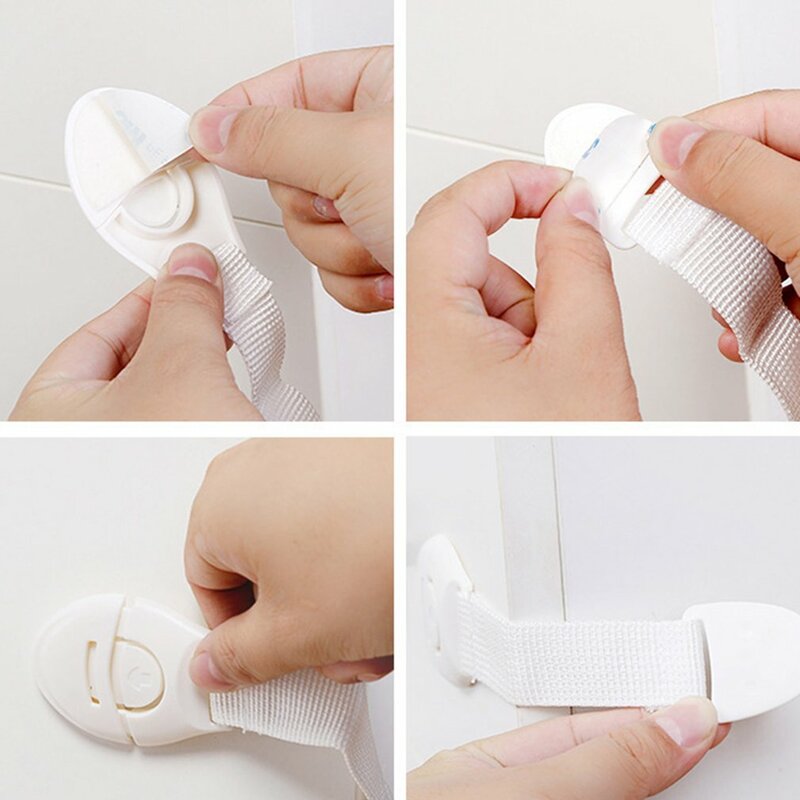10Pcs Baby Safety Drawer Lock Anti-Pinching Hand Cabinet Drawer Locks Plastic White Safety Buckle for Children Kids Protection