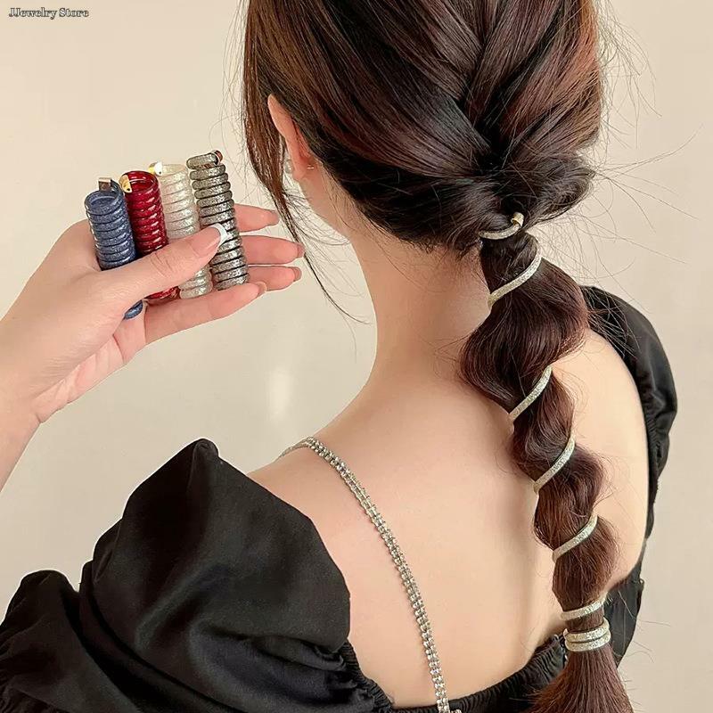 Elastic Telephone Line Hair Loop para Mulheres, Ponytail Band, Bubble Braid, Hair Styling Tools, Acessórios de Moda, 1x