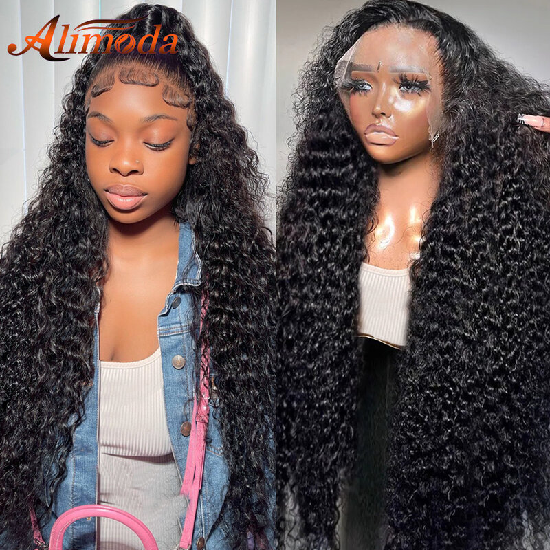 250 Density Deep Wave 360 HD Lace Frontal Wigs Human Hair Pre Plucked Brazilian Curly HD Transparent 360 Full Lace Wig For Women