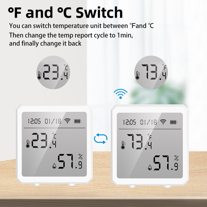 Lonsonho Tuya Zigbee Smart Temperature Humidity Sensor Detector Smartlife Home Automation Alexa Google Assistant Compatible
