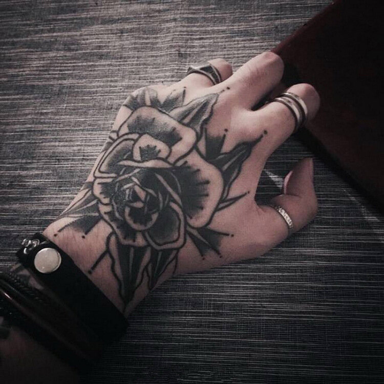 Heißer Verkauf Wasserdicht Temporäre Tätowierung Aufkleber Rose Gefälschte Tatto Flash Tatoo Hand Palm Arm Zurück Finger Tato Körper Kunst für frauen Männer