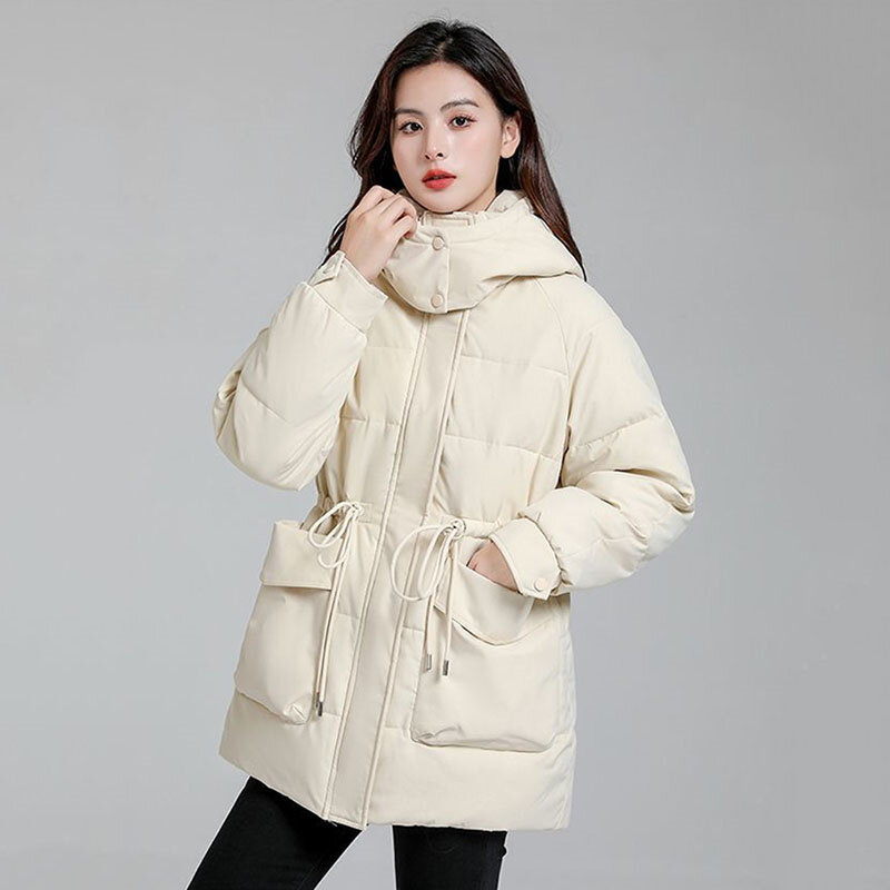 Casaco grosso e quente de algodão para mulheres, parkas soltas, casual feminino, roupa de neve feminina, jaqueta coreana, novo, inverno, 2023