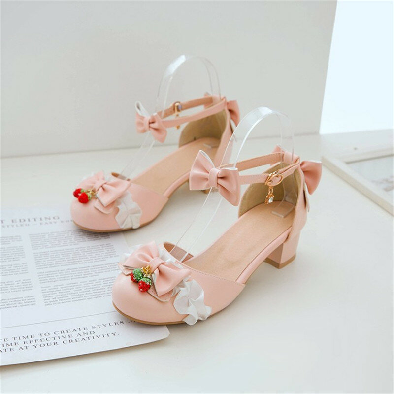Kids Leather Shoes Girls BowKnot Banquet Party Children High Heel Shoes Kids Girls Sandals Student Party Princess Shoes 28-39