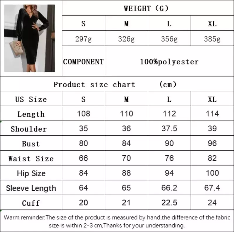 YSQ21-vestido negro de manga larga con cuello en V para mujer, vestido ajustado Sexy de terciopelo, bolso de cintura, cadera de clase alta, otoño e invierno, 2024