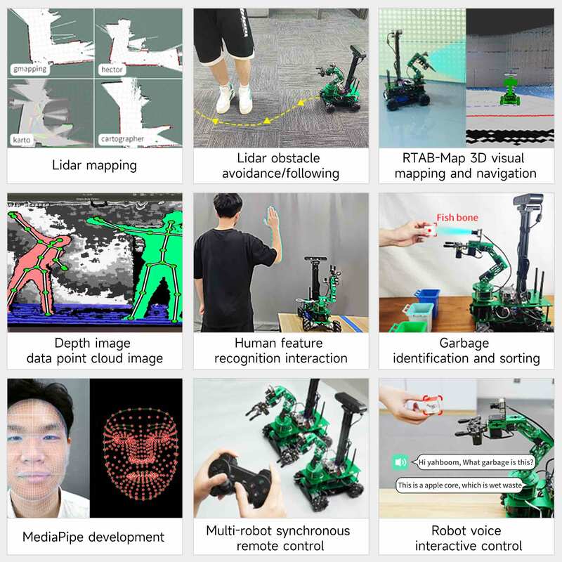 ROSMASTER Robot ROS X3 PLUS, pemrograman Python dengan MecanumWheel 6DOF lengan Robot Lidar untuk Jetson Orin NANO Orin NX raspberry