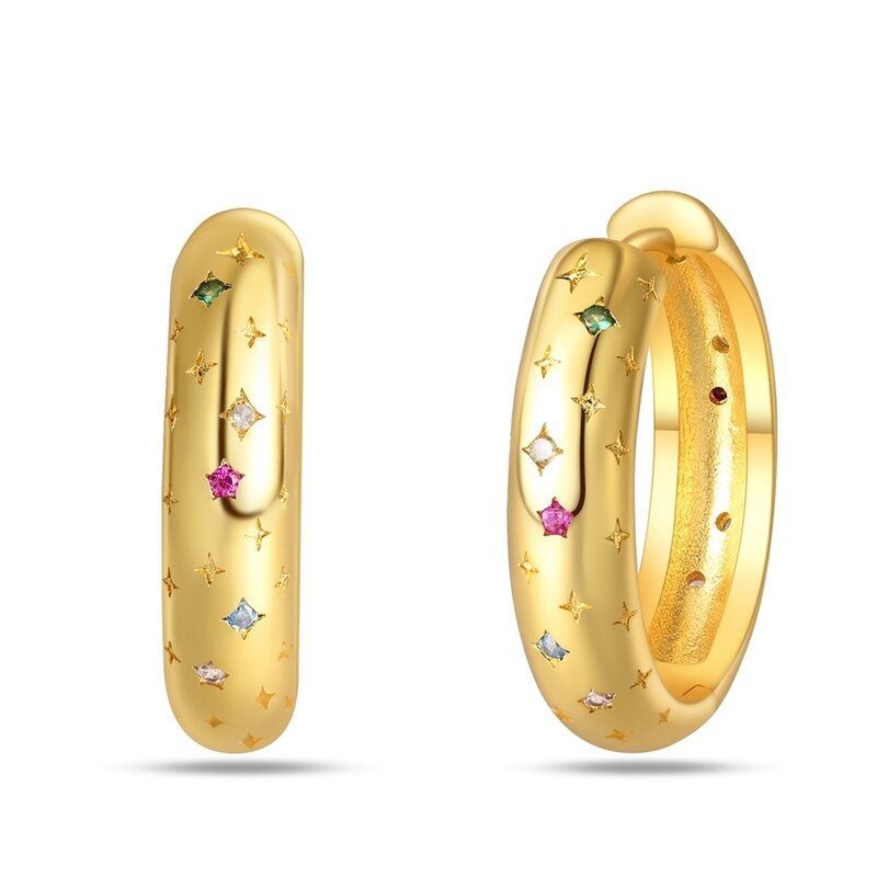 Modne 925 srebrne kolorowe gwiazdy złote kolczyki dla kobiet moda randkowa biżuteria akcesoria