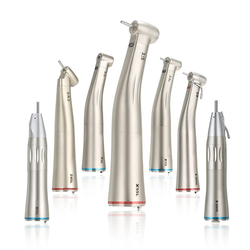 Push Button 1:5 Dental Contra Angle Handpiece Increase Speed Handpiece Dentistry contraangulo X95L Inner Water Spray Red Ring